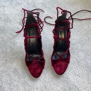 Lace up ruby velvet hills